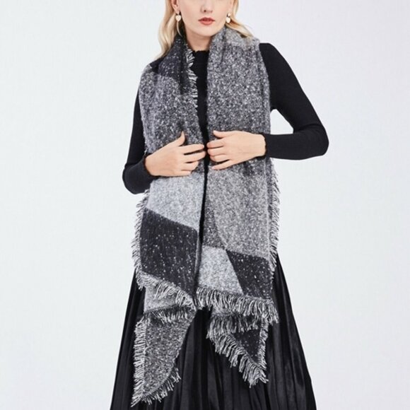 Women Winter Warm Scarf 74.8x25.6In Long Soft Knitted Shawl Extra Thick - Picture 5 of 6